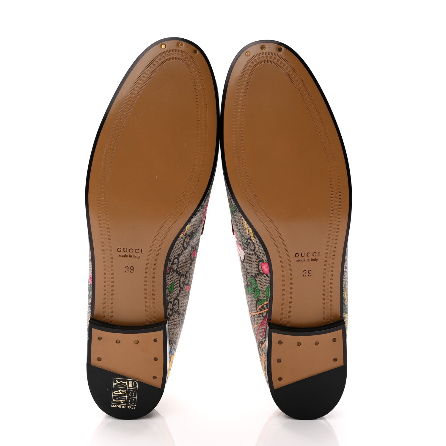Gucci Canvas GG Monogram Flora Horsebit Womens Jordaan Loafers 39 Beige Ebony Multicolor Rosso 6 of 10