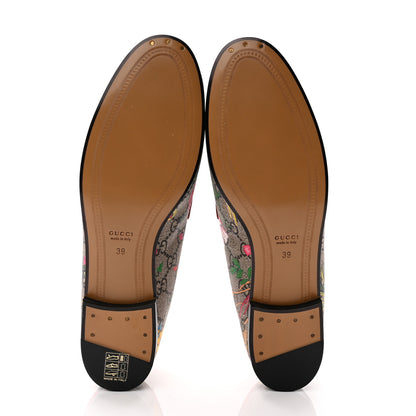 Gucci Canvas GG Monogram Flora Horsebit Womens Jordaan Loafers 39 Beige Ebony Multicolor Rosso 6 of 10