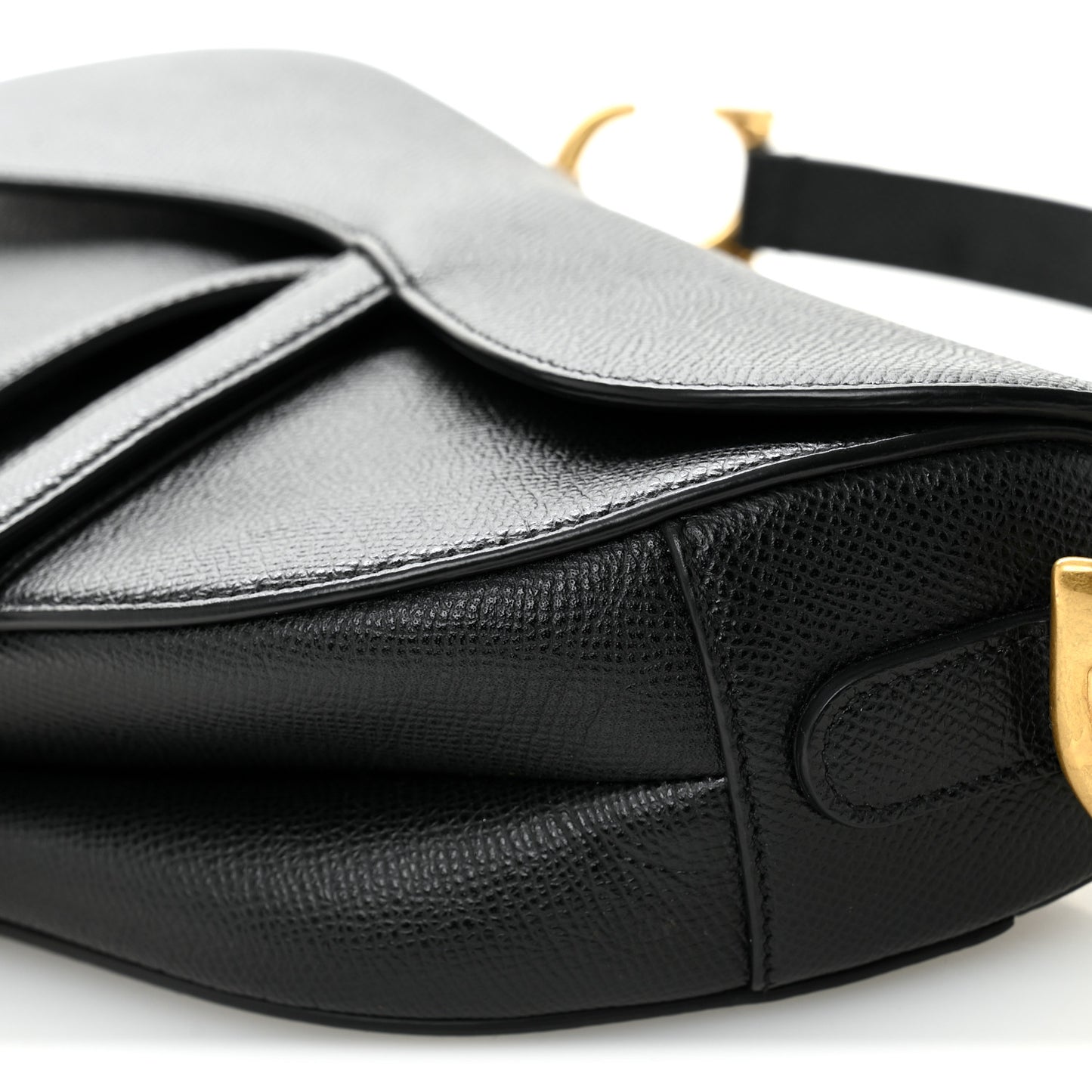 Grained Calfskin Saddle Bag Black