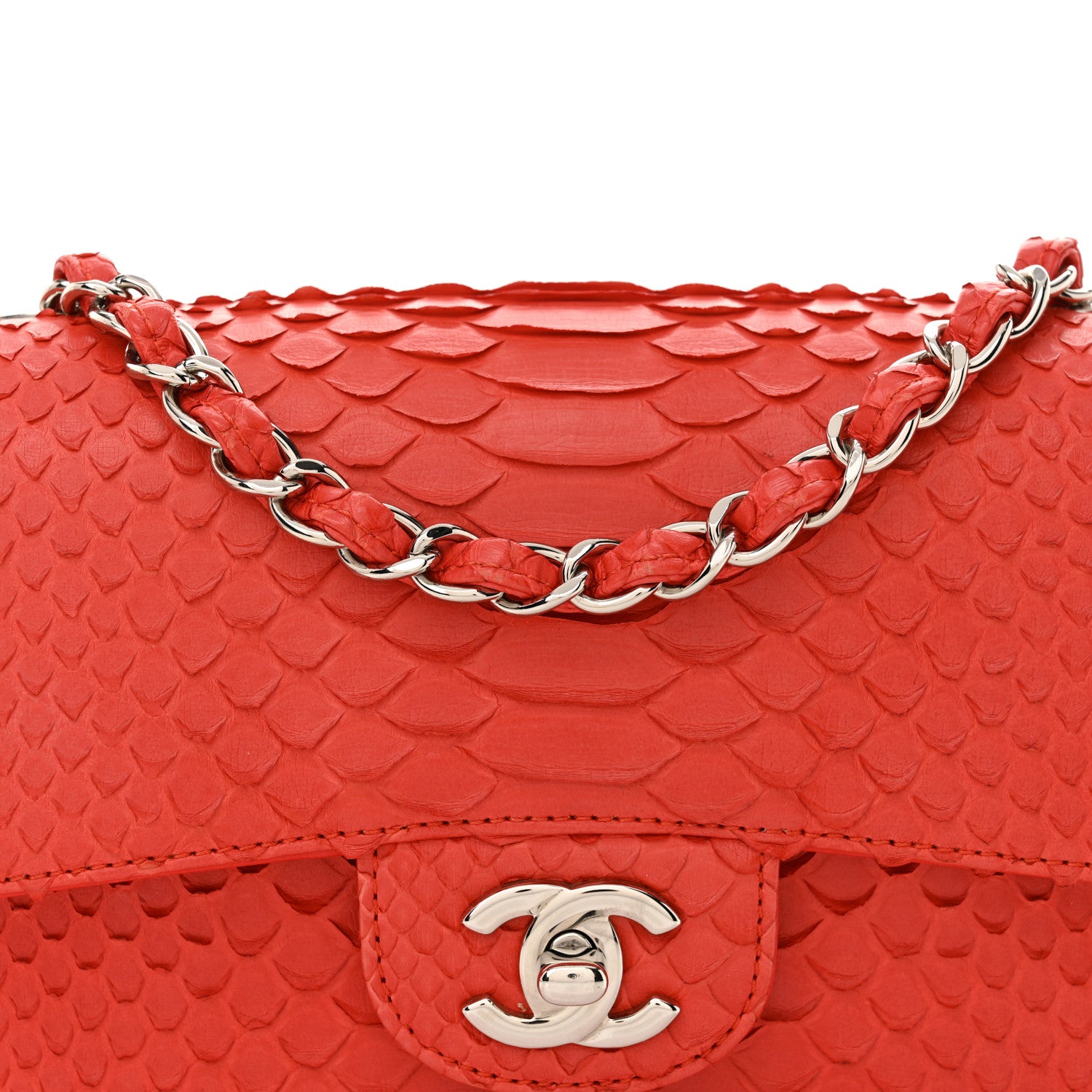 Chanel Snakeskin Mini Rectangular Flap Red 8 of 11
