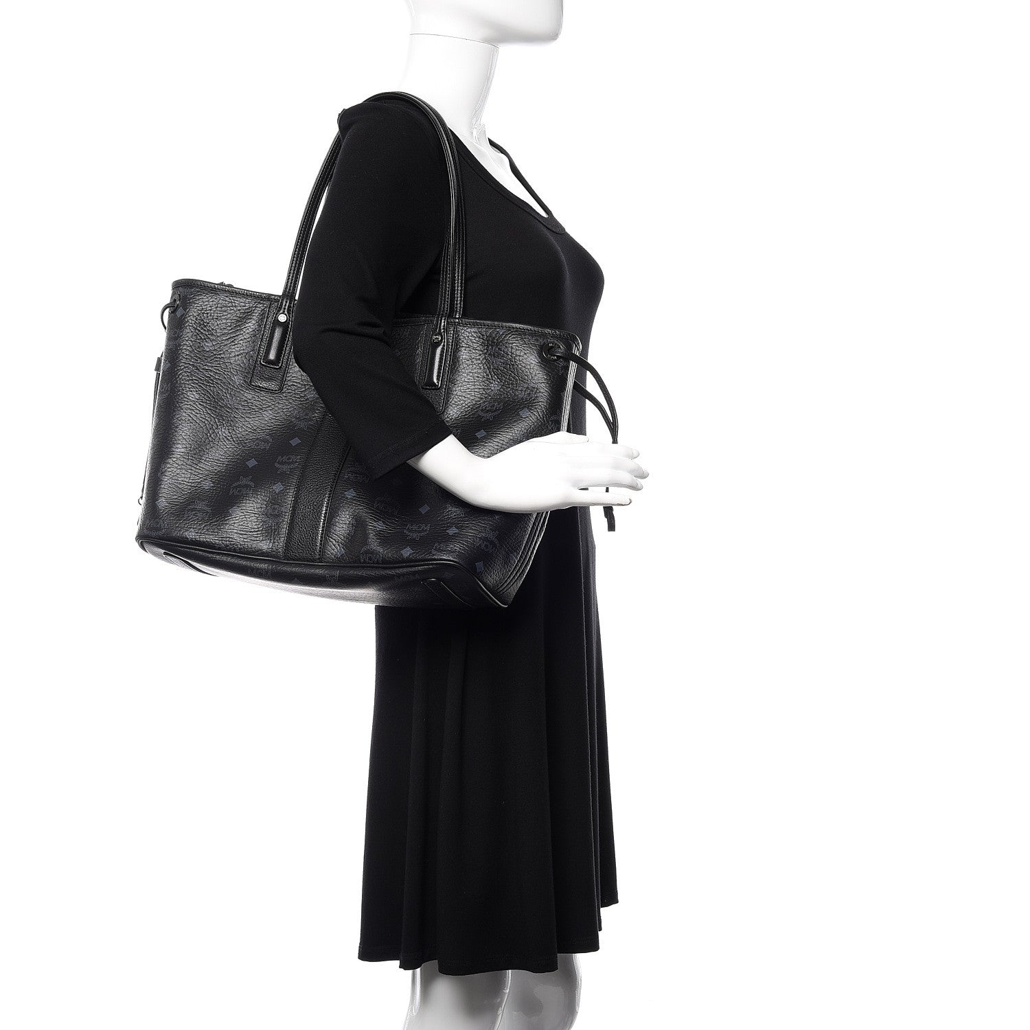 MCM Visetos Medium Liz Reversible Shopper Tote Black 2 of 16