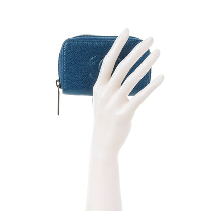 Chanel Caviar Timeless CC Zip Around Coin Purse Blue 2 of 7
