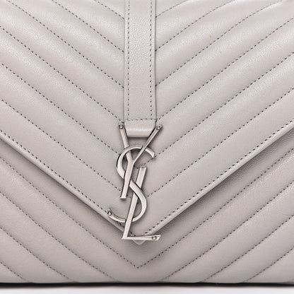 Saint Laurent Sheepskin Matelasse Medium College Monogram Bag Light Grey 9 of 9