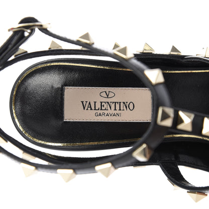 Valentino Garavani Calfskin Nappa Boudoir Rockstud Ankle Strap 100mm Pumps 37 Rose Cannelle Black 7 of 10
