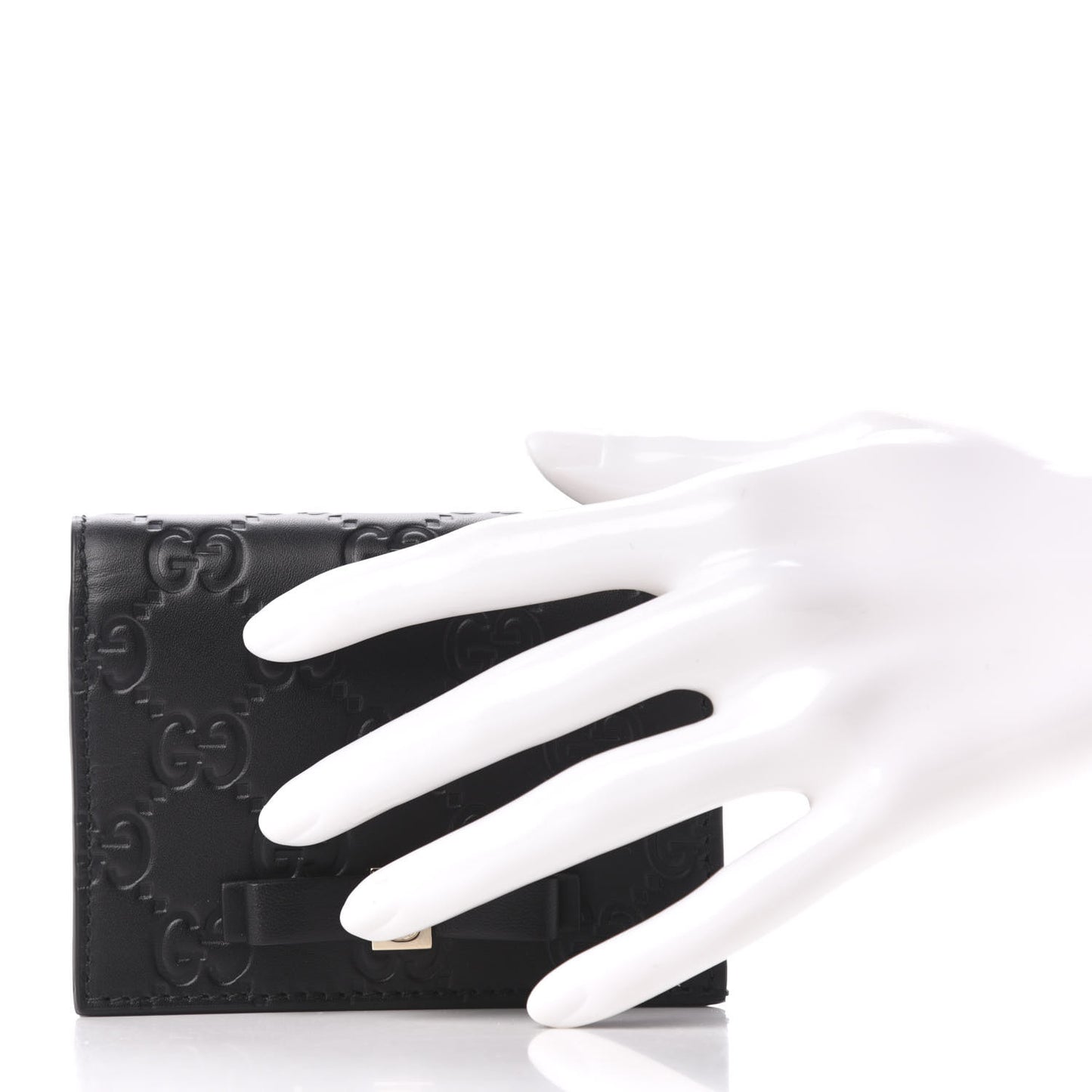 Guccissima Signature Bowy Card Case Wallet Black