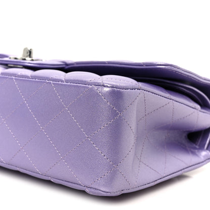 Chanel Metallic Lambskin Quilted Medium Double Flap Purple 10 of 11