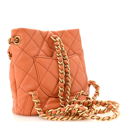 Chanel Calfskin Quilted Small CC Chain Bucket Backpack Orange 3 of 10