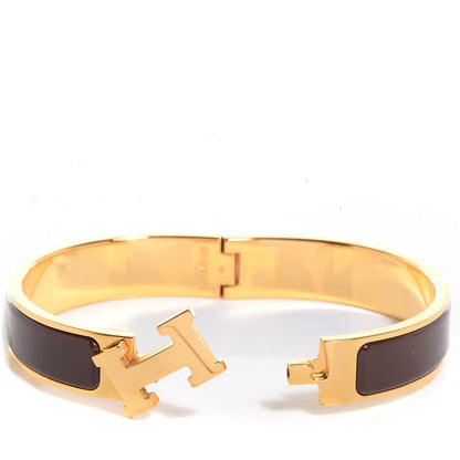 Hermes Enamel Narrow Clic Clac H Bracelet GM Moka 3 of 5