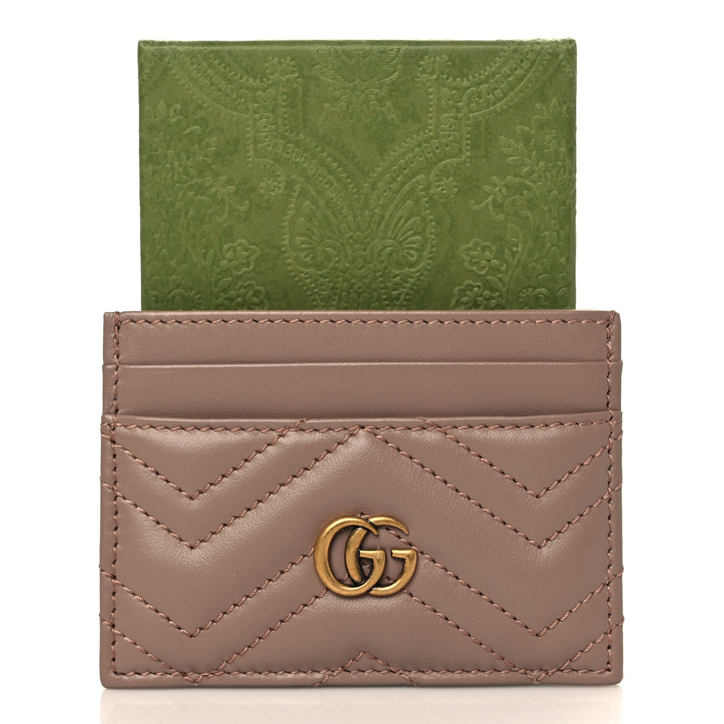 Calfskin Matelasse GG Marmont Card Holder Porcelain Rose