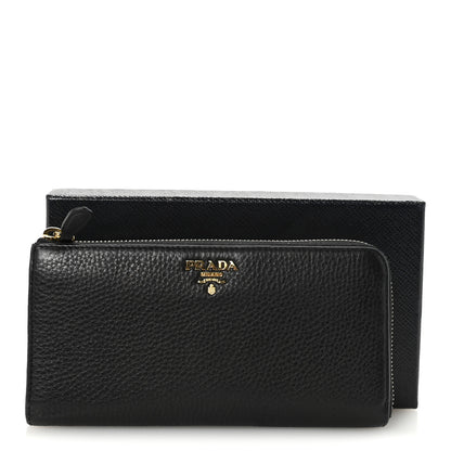 Prada Vitello Move Half Zip Wallet Black 7 of 7