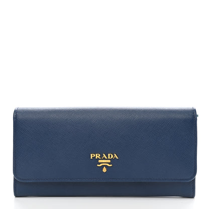Prada Saffiano Metal Continental Flap Wallet Bluette Cobalto Turchese 2 of 8