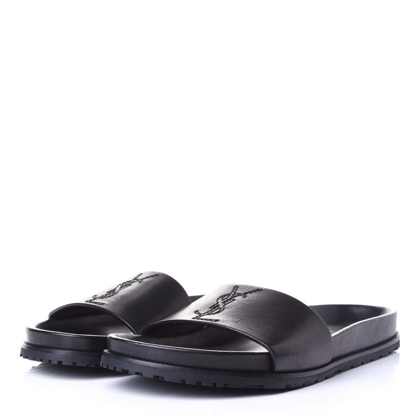 Calfskin Monogram Jimmy Joan Slide Sandals 42 Black