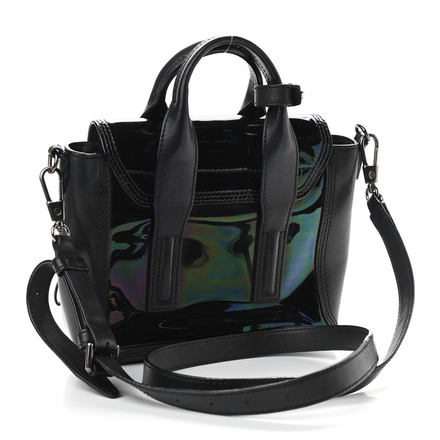 Oil Slick Patent Mini Pashli Satchel Black
