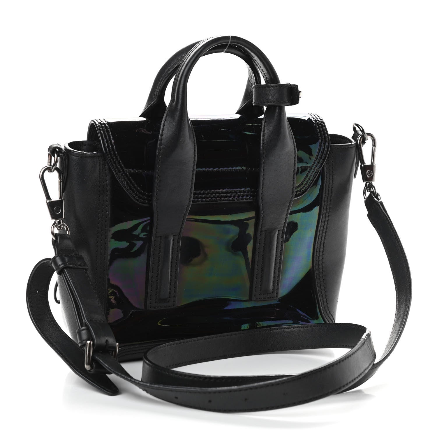 3.1 Phillip Lim Oil Slick Patent Mini Pashli Satchel Black 3 of 12