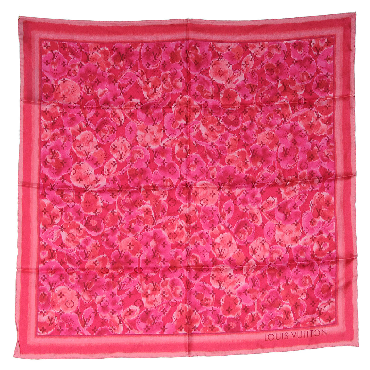 Louis Vuitton Silk Monogram Ikat Summer Square Scarf Rose Indien 2 of 5