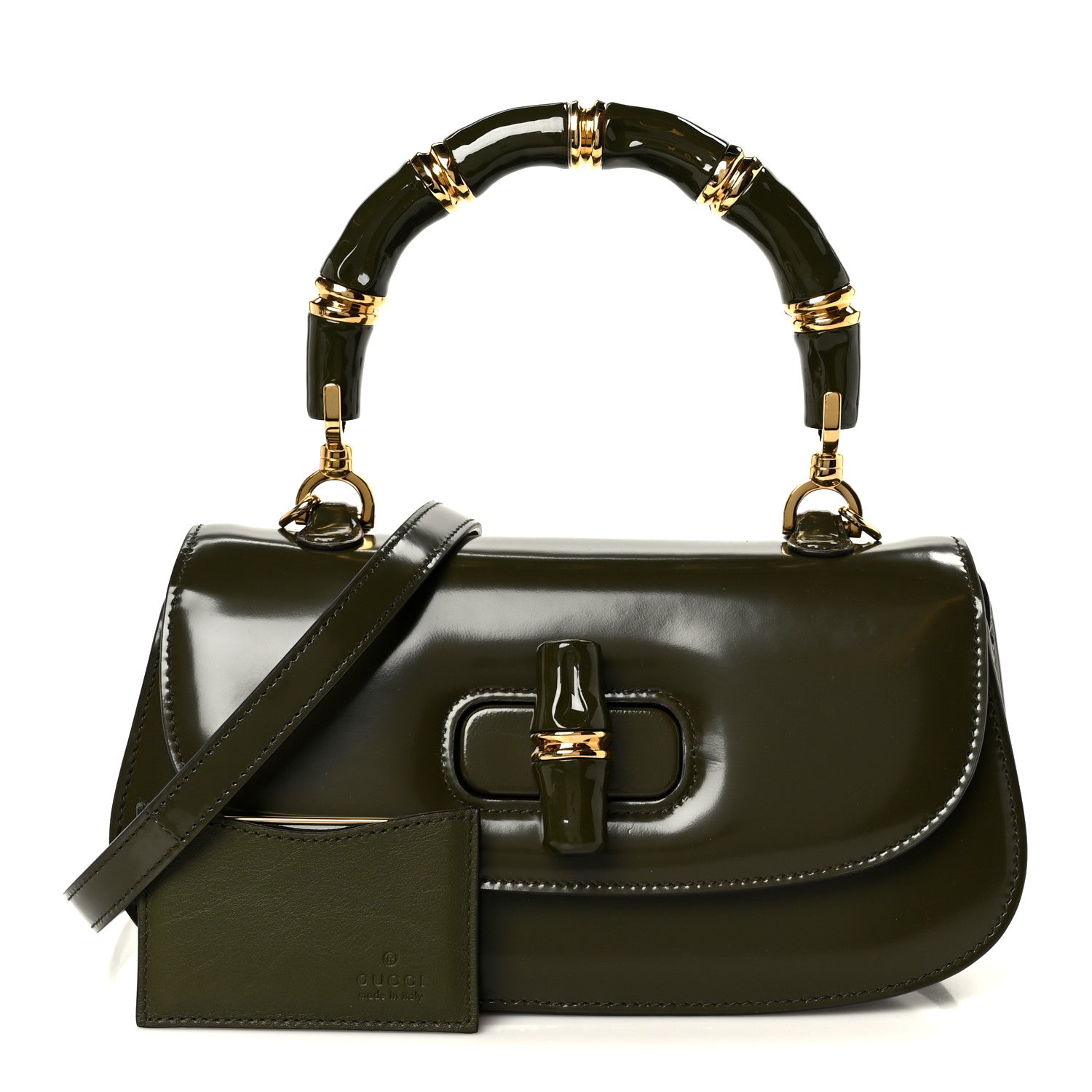 Gucci Shiny Polished Calfskin Medium Bamboo Luscious Green 3 of 13