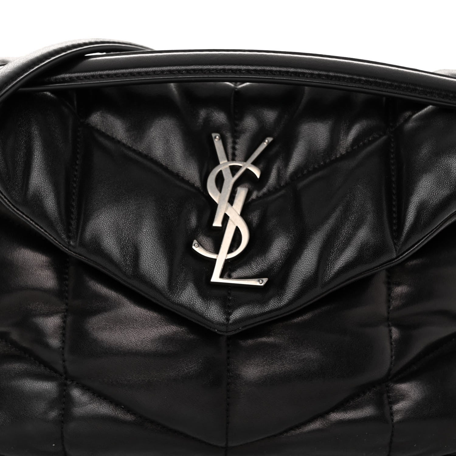 Saint Laurent SAINT LAURENT Lambskin Quilted Small Loulou Puffer Monogram Chain Satchel Black 7 of 9
