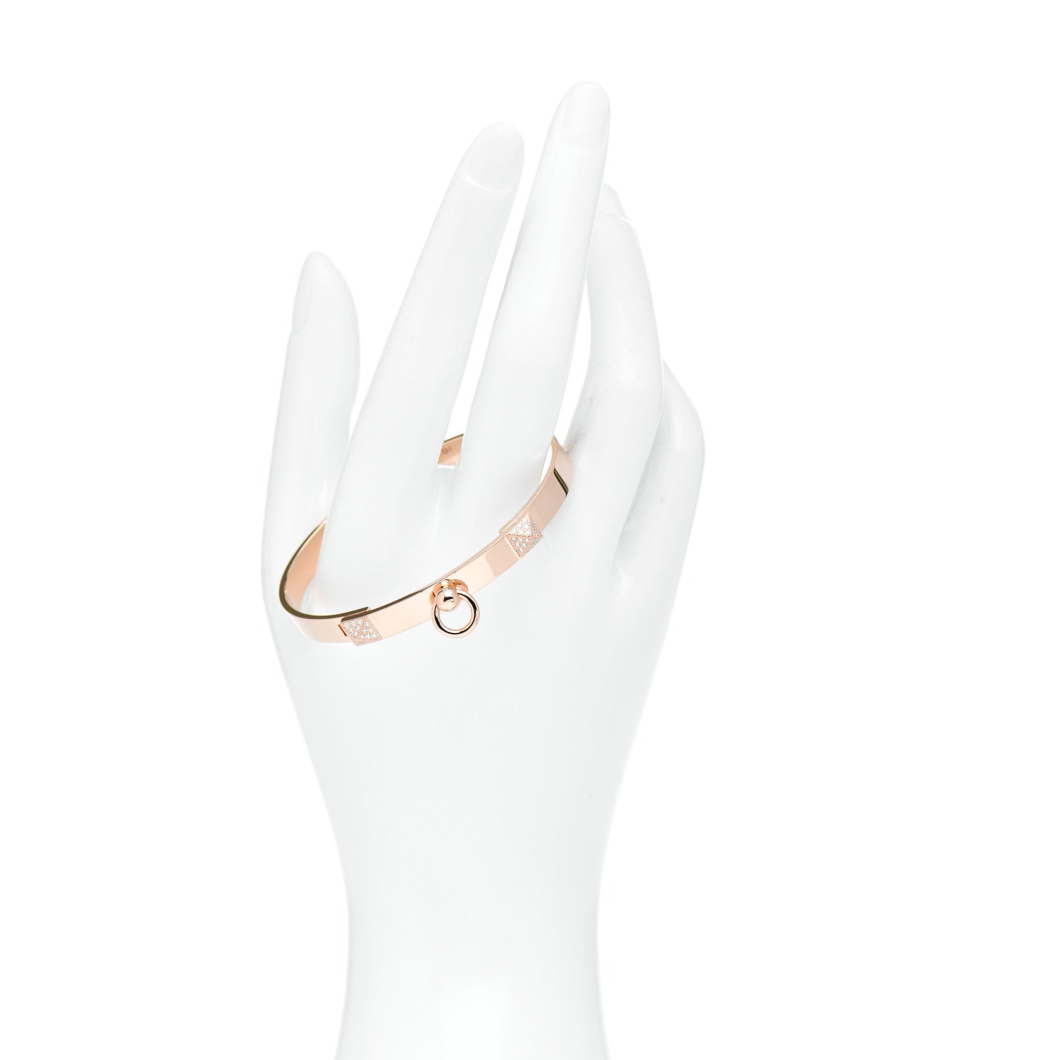 Hermes 18K Rose Gold Diamond PM Collier De Chien Bracelet SH 2 of 5