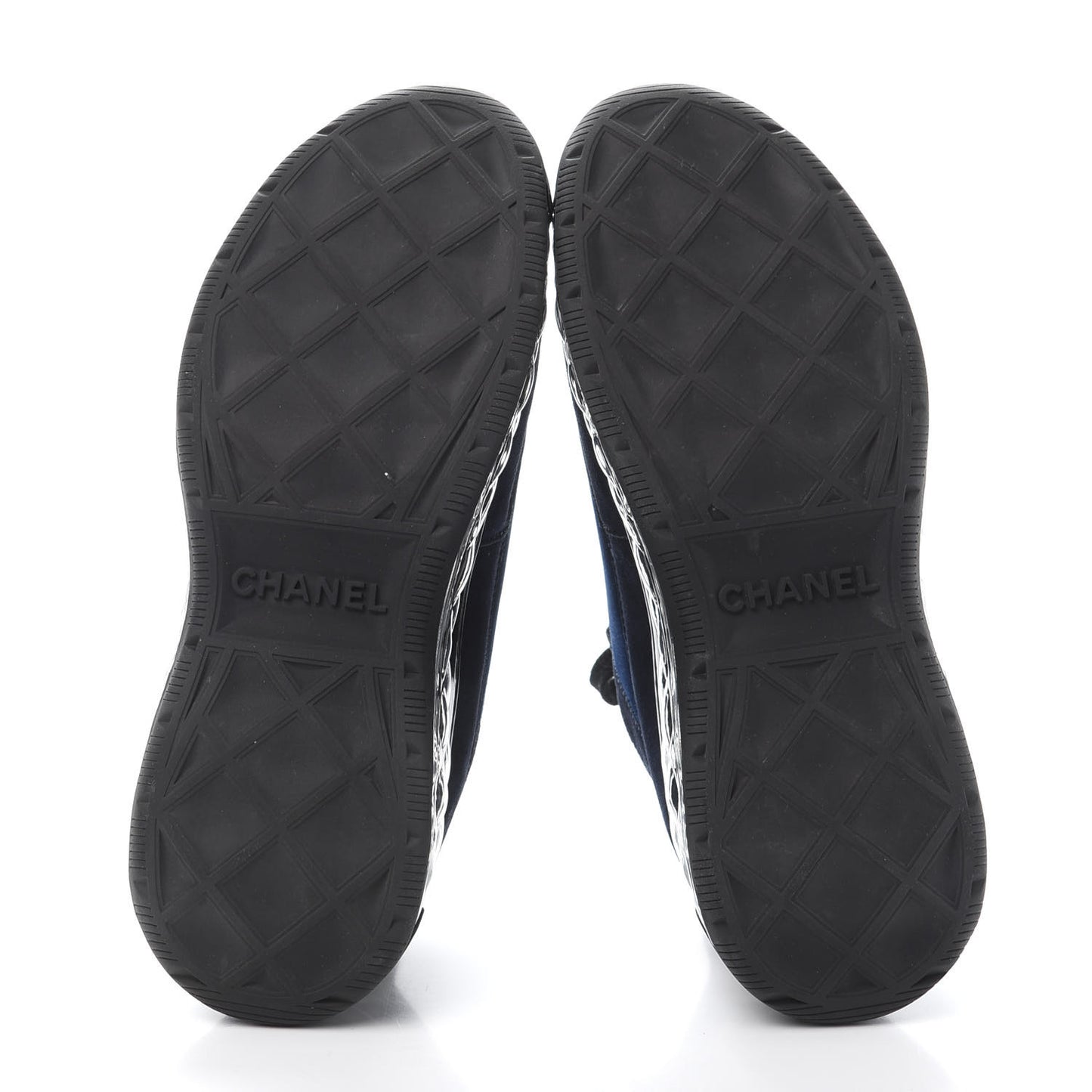 Suede Calfskin Velvet Grosgrain CC Sneakers 38 Navy Blue Black