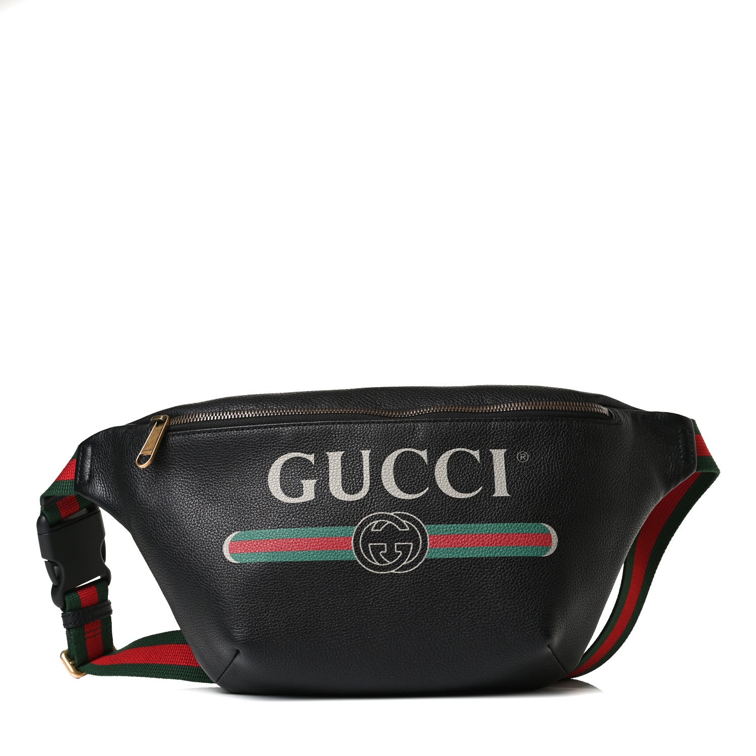 Gucci Grained Calfskin Logo Belt Bag Black 1 of 14