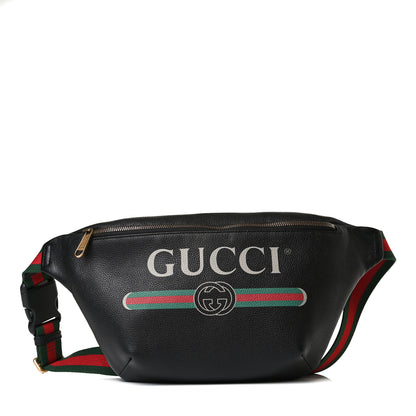Gucci Grained Calfskin Logo Belt Bag Black 1 of 14