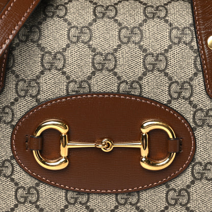 Gucci GG Supreme Monogram Azalea Calfskin Mini Horsebit 1955 Foldover Top Handle Bag Beige Ebony Brown Sugar 8 of 14