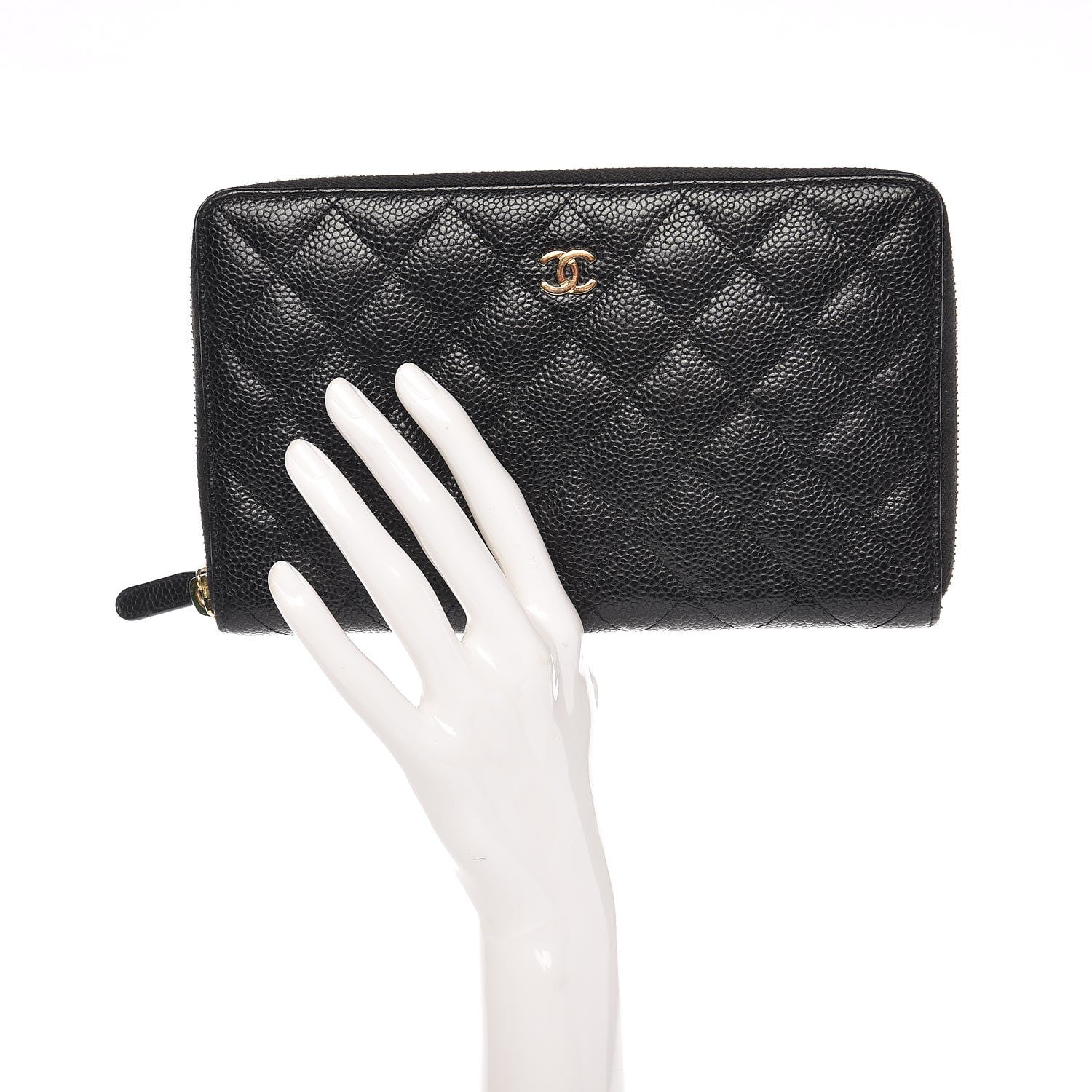 Chanel Caviar Quilted Large Zip Around Organizer Wallet Black 2 of 14