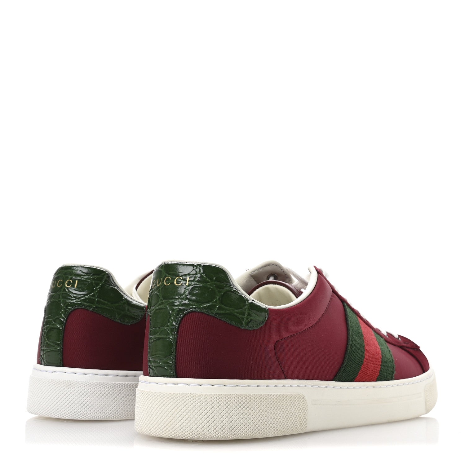 Gucci Econyl Nylon Diva Crocodile Web Mens Ace Sneakers 8 Rosso Ancora Vert 5 of 9