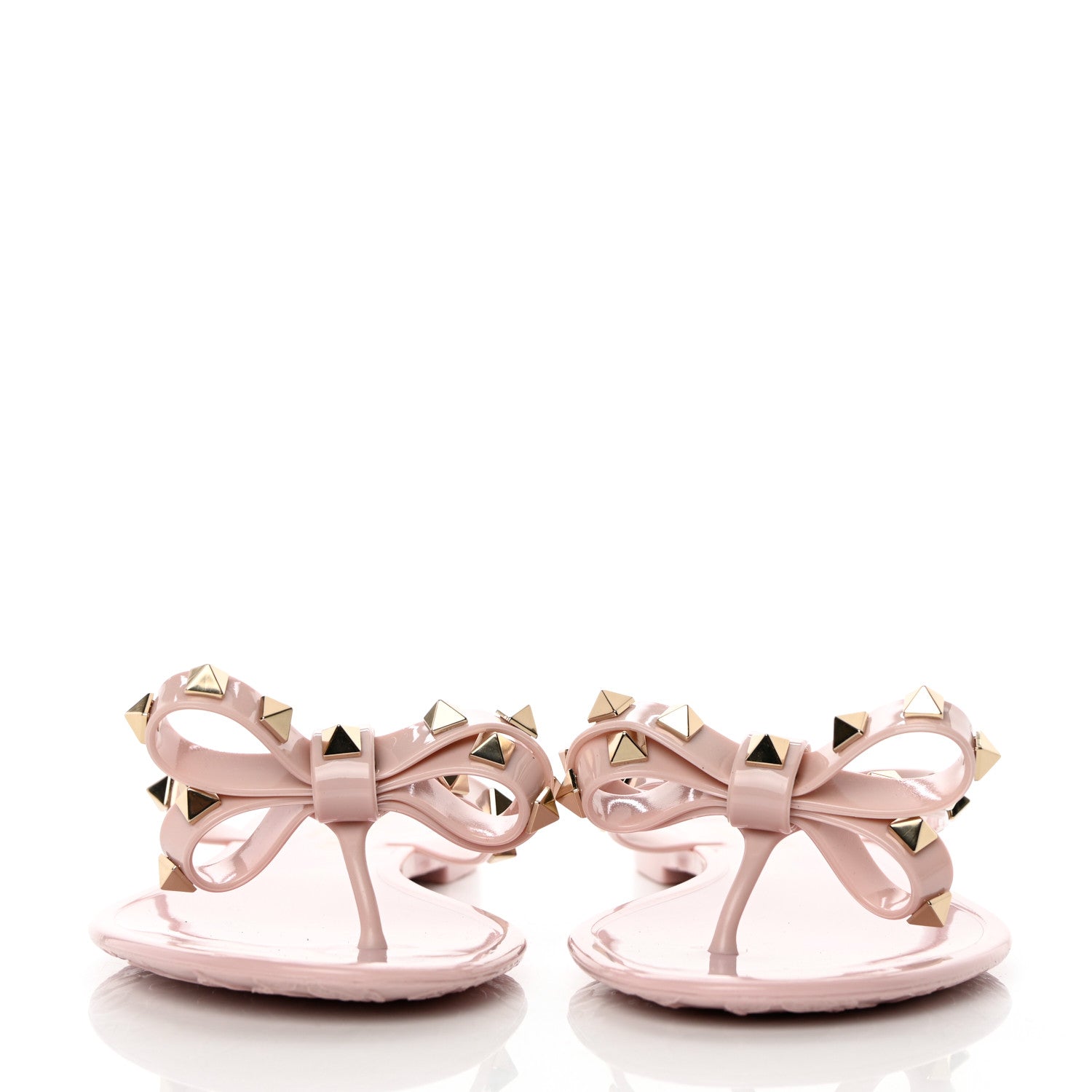 Valentino Garavani PVC Jelly Rockstud Bow Thong Sandals 37 Water Rose 3 of 16