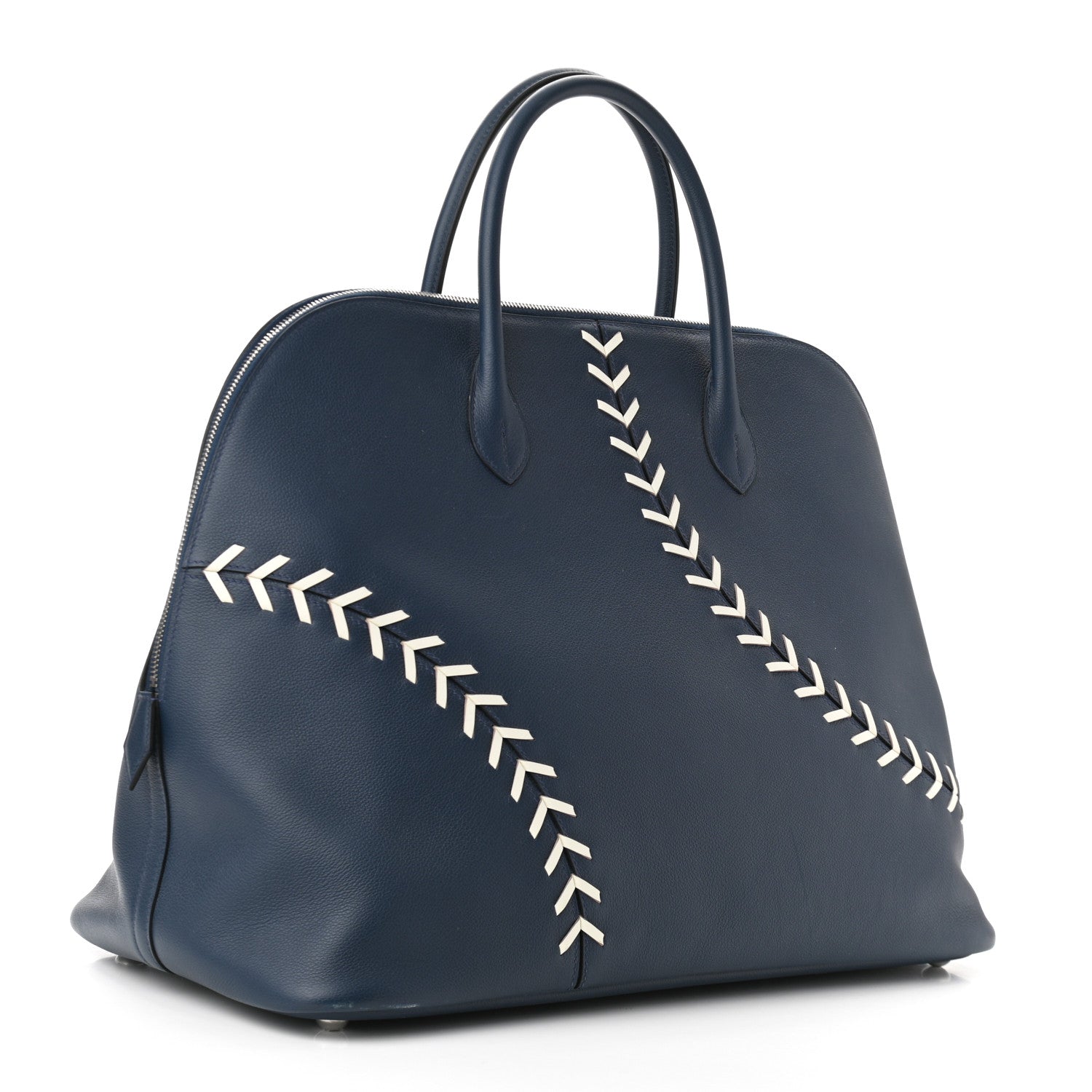 Hermes Evercolor 1923 Bolide 45 Baseball Bag Bleu De Malte Blanc 3 of 10