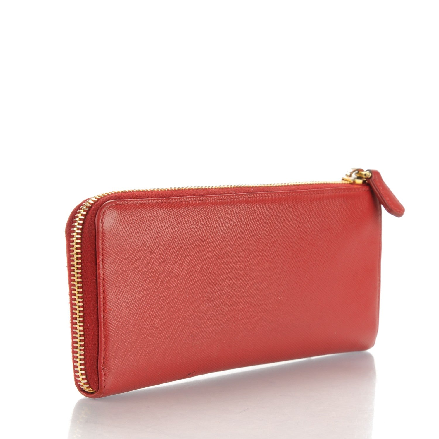 Prada Saffiano Metal Zip Around Wallet Fuoco 3 of 10