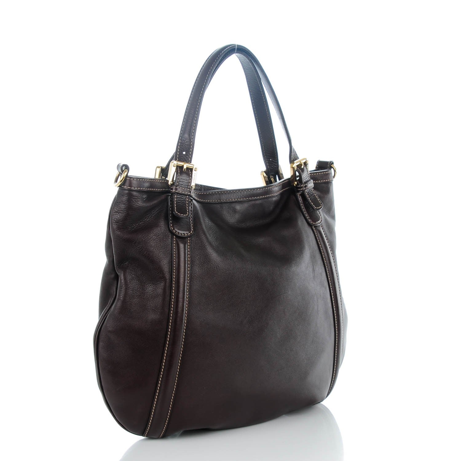 Gucci Calfskin Medium Britt Tote Dark Brown 3 of 7