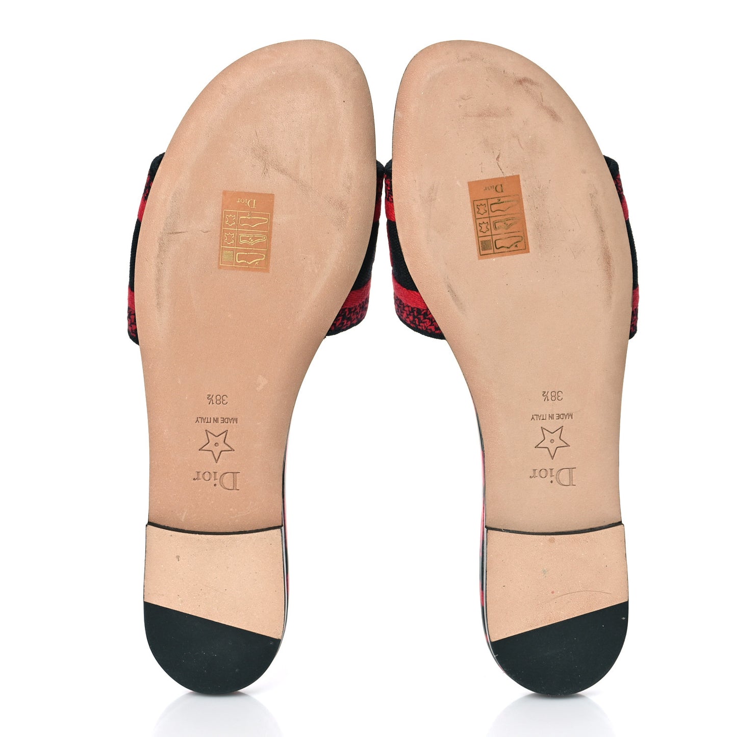 Canvas Pop Heart I Love Paris Embroidered Dway Flat Slide Sandals 38.5 Deep Blue Red