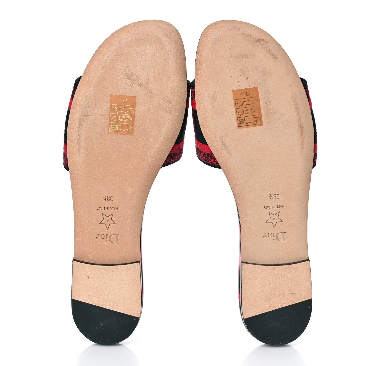 Christian Dior Canvas Pop Heart I Love Paris Embroidered Dway Flat Slide Sandals 38.5 Deep Blue Red 6 of 11