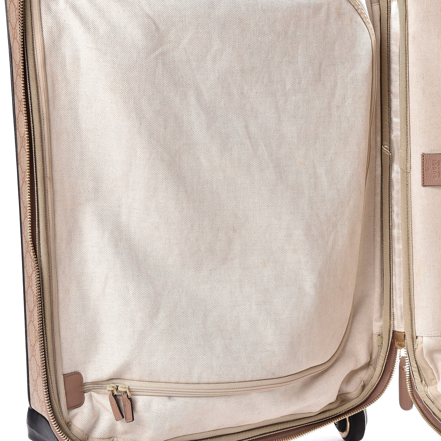 Gucci GG Supreme Monogram Selleria Calfskin Four Wheel Carry On Suitcase Winter Rose 22 of 23