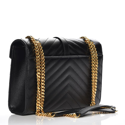 Saint Laurent Grain De Poudre Matelasse Chevron Medium Monogram Satchel Black 3 of 7