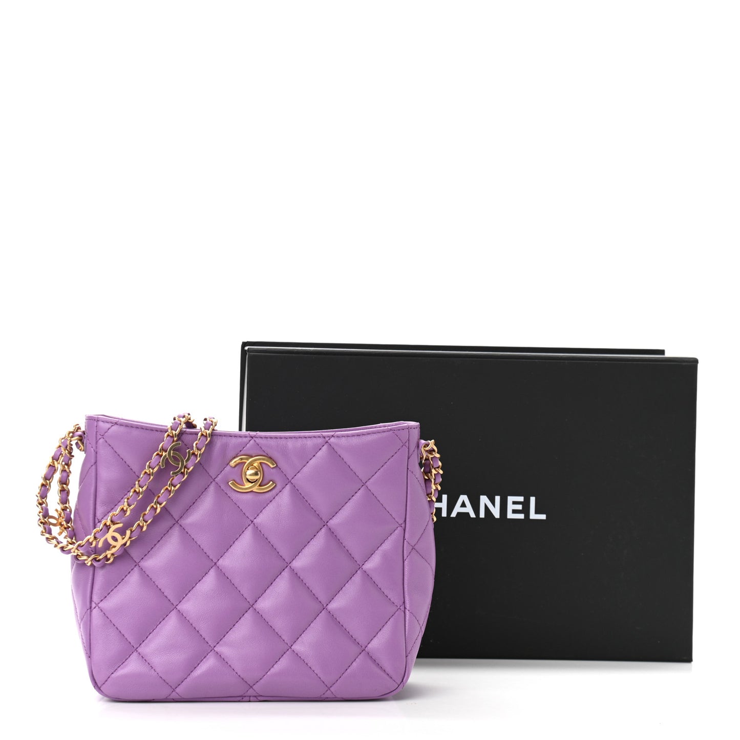 Lambskin Quilted Small Pick Me Up Hobo Purple