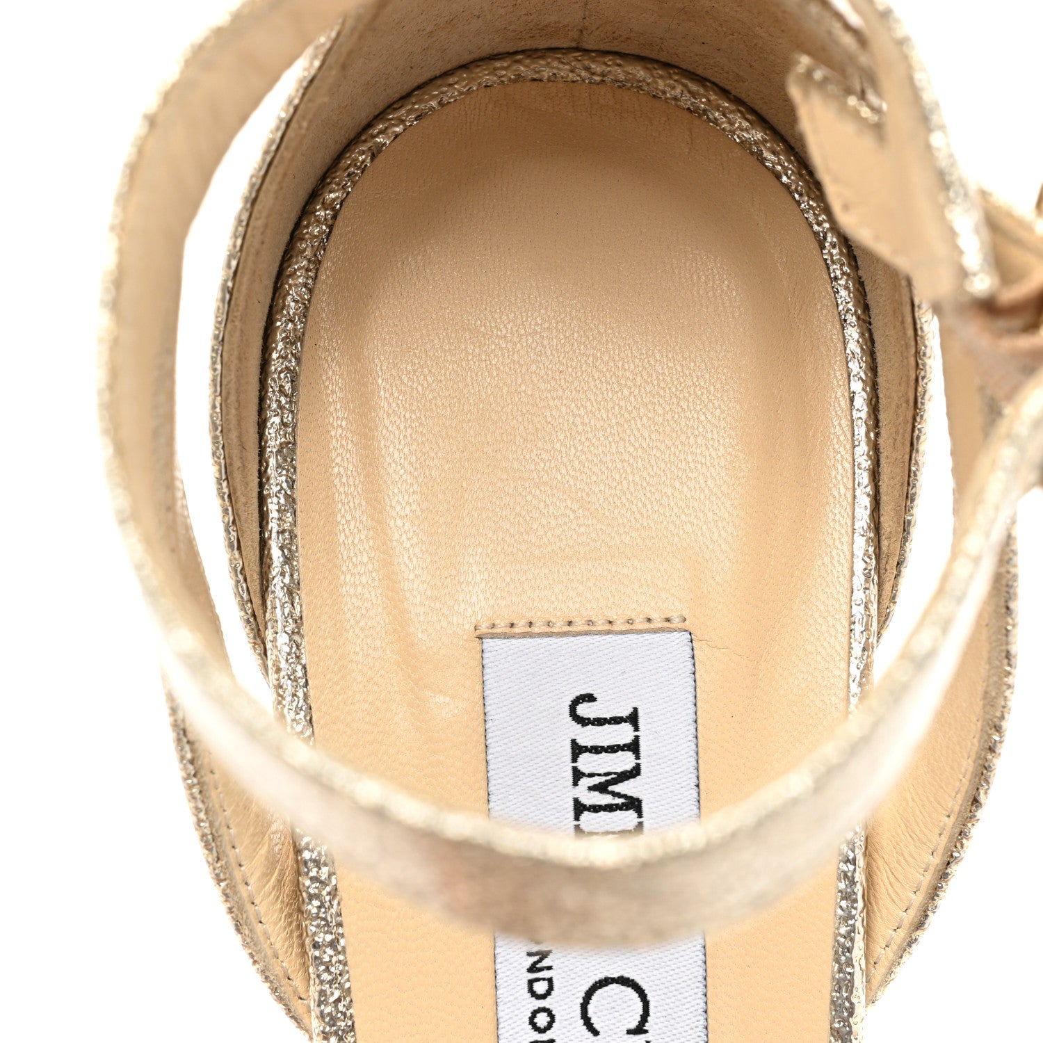Jimmy Choo Textured Patent Kayden Ankle Strap Sandal 39 Gold 8 of 10