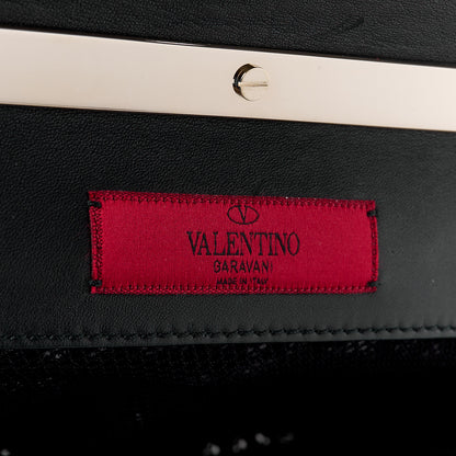 Valentino Garavani VALENTINO GARAVANI Lambskin Lace Large Girello Flap Black 6 of 11