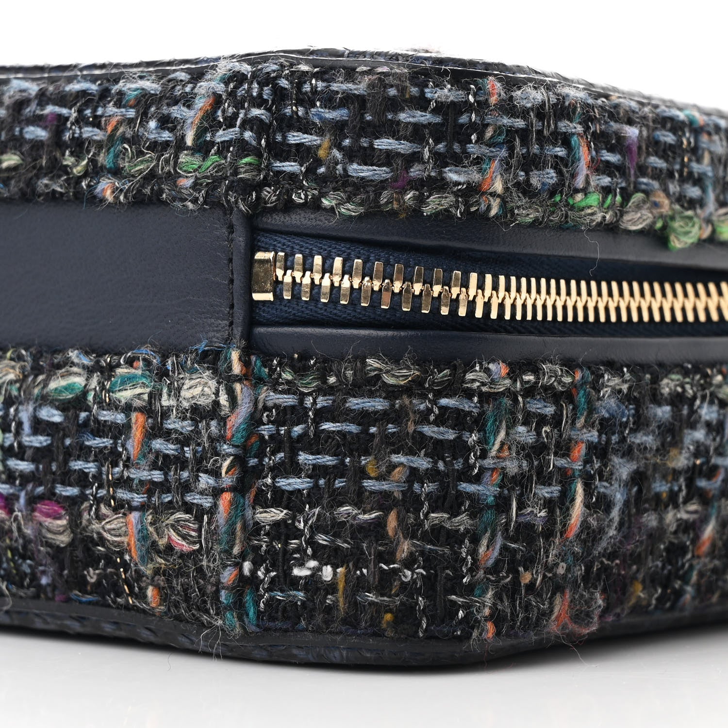 Chanel Tweed Snakeskin Quilted Small CC Filigree Vanity Case Navy Multicolor 11 of 12