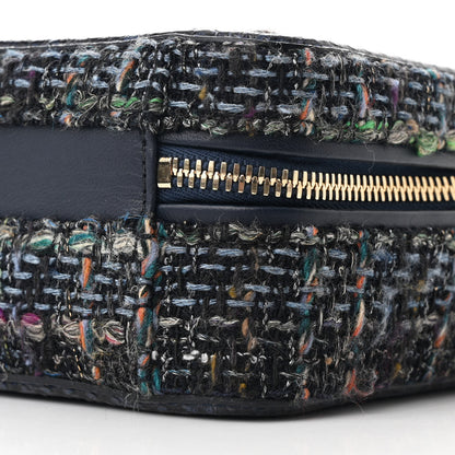 Chanel Tweed Snakeskin Quilted Small CC Filigree Vanity Case Navy Multicolor 11 of 12