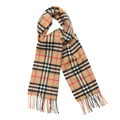 Burberry Cashmere House Check Fringe Scarf Camel 1 of 4