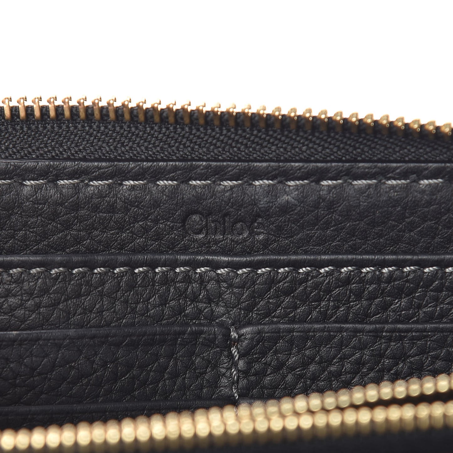 Grained Calfskin Marcie Long Zip Around Wallet Black