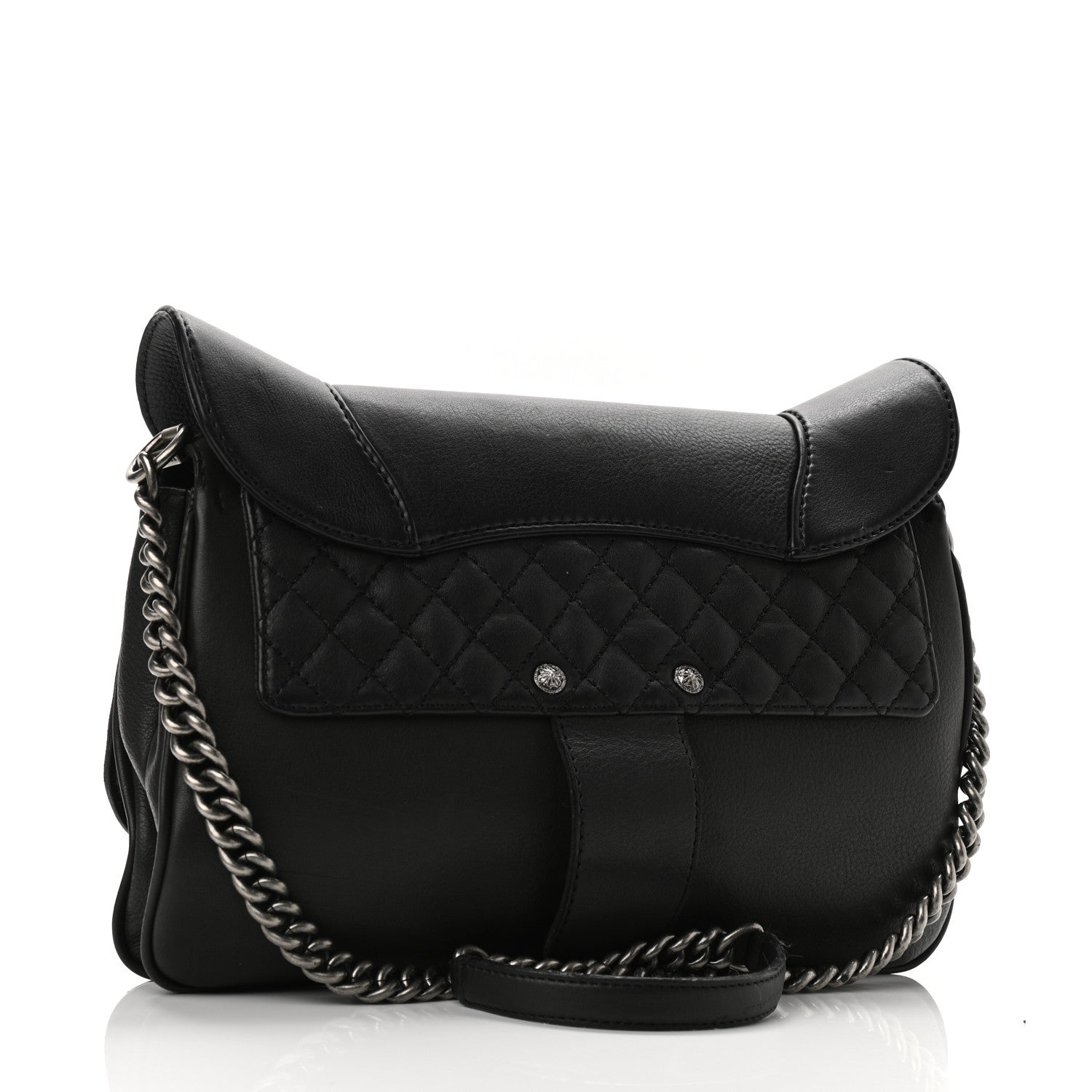 Chanel Calfskin Quilted Large Ride My Bag Messenger Black 3 of 10