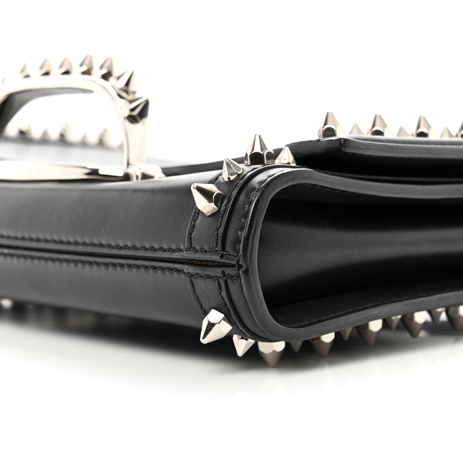 Alexander McQueen Calfskin Studded The Story Shoulder Bag Black 9 of 10