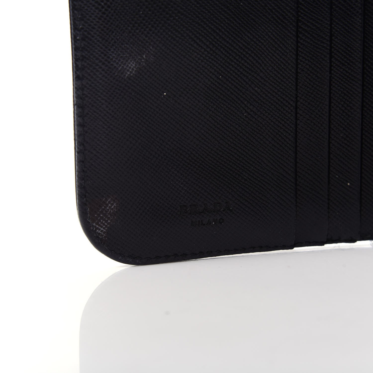Prada Saffiano Metal Compact Wallet Black 7 of 14