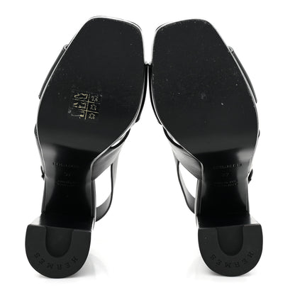 Hermes Calfskin Eris 90 Sandals 37 Black 5 of 9