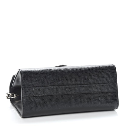 Prada Saffiano Cuir Calfskin Monochrome Envelope Flap Chain Shoulder Bag Black 4 of 11