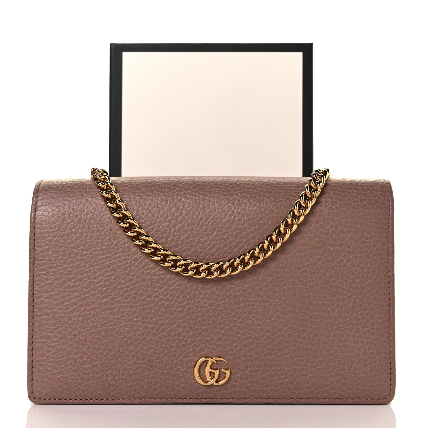 Calfskin Mini GG Marmont Chain Wallet Porcelain Rose