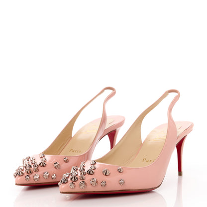 Christian Louboutin Patent Drama Sling 70 Pumps 37.5 Pink Bronze 3 of 8